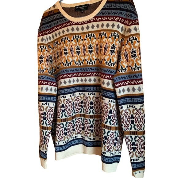 Paisley & Gray Colorful Unique Fit Multicolor Knit Patterned Sweater XXL - Picture 2 of 12